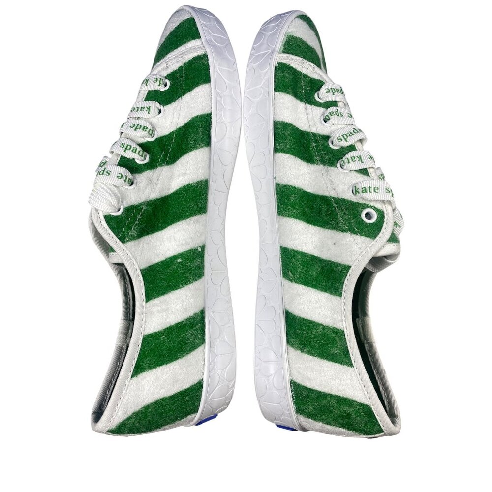 NEW Keds X Kate Spade W's 10 NY Kickstart Logo Foxing Terry Sneakers Green White - Picture 5 of 15
